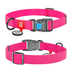 Ошейник WAUDOG Waterproof c QR-паспортом, метал. пряжка-фастекс, Ш 20 мм, Дл 24-40 см розовый 27937