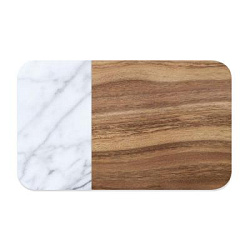 TARHONG Коврик под миски "Acacia Wood+Carrara", коричнево-белый, 48х29см