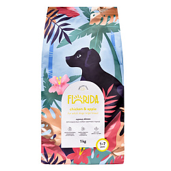 FLORIDA DOG Сухой корм для взрослых собак крупных пород с курицей и яблоком 1 кг 53923