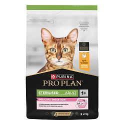 PRO PLAN (Про План) Sterilised DELICATE DIGESTION для взрослых стерилизованных кошек с курицей 3 кг