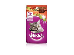 WHISKAS® (Вискас) сухой корм для кошек от 1 года сметана/овощи/говядина/кролик 1,9 кг 10116821
