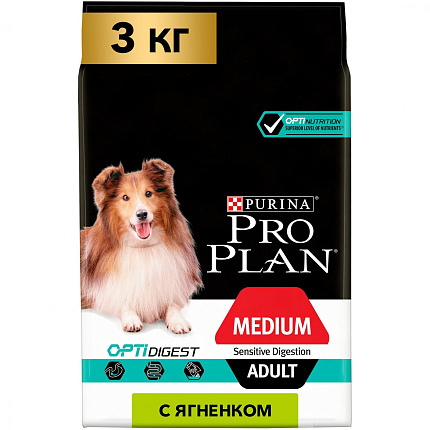 PROPLAN ADULT DIGESTION для взрослых собак ягненок 3 кг