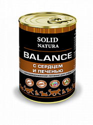 Solid Natura Balance влажный корм для собак Сердце и печень ж/б 0,34 кг 030156