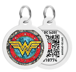 Адресник метал.WAUDOG Smart ID c QR паспортом "Чудо-женщина 2", круг, Д 25 мм Рус.-англ. 0625-1013ru
