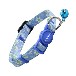 Ошейник для кошек "Ромашки" 10*210-330 мм нейлон, голубой 21261003 Triol