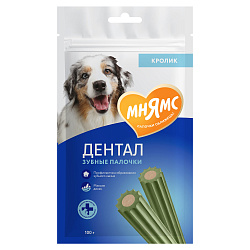 Мнямс DENTAL лакомство для собак "Зубные палочки" с хлорофиллом и кроликом 100 г