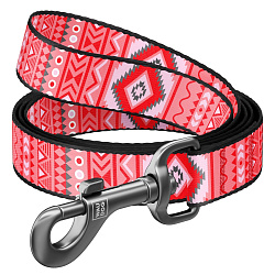 Поводок WAUDOG Nylon нейлоновый, рисунок "Этно красный", Ш 15 мм, Дл 122 см  4668