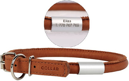 Ошейник "Collar Soft" круглый с адресником 6 мм*17-20 см коричневый 23116