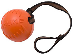 ДОГЛАЙК Мяч для дрессировки с лентой средний с этикеткой коралловый DM-4180