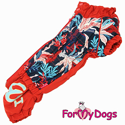 FOR MY DOG Комбинезон утепленный красный для девочек размер спины 49 см, грудь 55 см