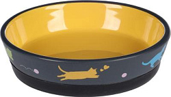 Миска керамическая для кошки RANI, 320 мл, 14,5 x 3,5 см, жёлтая/тёмно-серая FL561275 Trixie