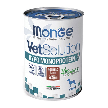 Monge VetSolution Dog Hypo Monoprotein Lamb влажная диета для собак Гипо монопротеин с ягненком 400 
