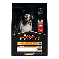 PRO PLAN (Про План) DUO DELICE для взрослых собак средних и крупных пород с говядиной 2,5 кг