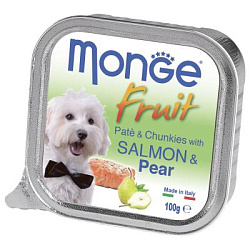 Monge Dog Fruit влажный корм  для собак лосось с грушей ламистер 100г 