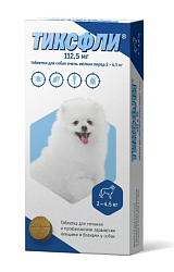 ТИКСФЛИ препарат от клещей для собак 2-4,5кг 1 таблетка, 112,50 мг