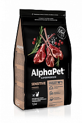 ALPHAPET (АльфаПет) сухой корм для взрослых кошек с чувствительным пищеварением с ягненком 1,5 кг