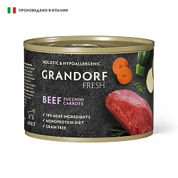 Grandorf (Грандорф) FRESH Консервы для собак паштет из говядины с цукини и морковью, 200 г
