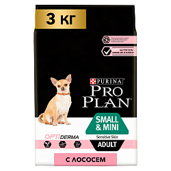 PROPLAN Small&Mini для взрослых собак мелких и карликовых пород с лососем 3 кг 12444210