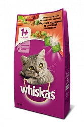 WHISKAS® (Вискас) сухой корм для кошек от 1 года сметана/овощи/говядина/ягненок/кролик 800г 10117685
