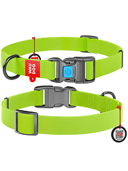 Ошейник WAUDOG Waterproof c QR-паспортом, метал. пряжка-фастекс, Ш 25 мм, Дл 31-49см салатовый 27865