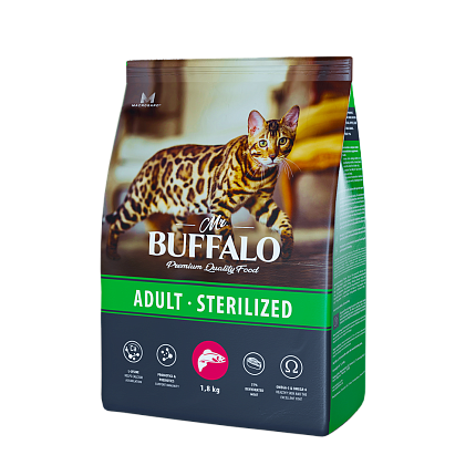 Mr. Buffalo STERILIZED Сухой корм для кошек лосось 1,8 кг