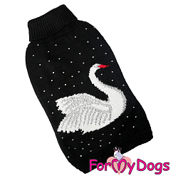 FOR MY DOG Свитер вязаный "Лебедь" черный (12-14) FW828-2019