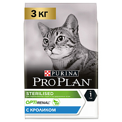 PROPLAN CAT STERILISED OptiRenal для кастрир. кролик 3 кг 12369083