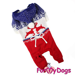FOR MY DOG Свитер вязаный "Олени" красно/синий (14-16) FW834-2019В/Red