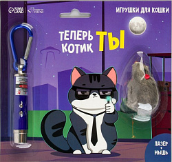 Игрушка для кошек лазер+мышь "Теперь котик ты" 9087454