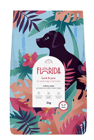 FLORIDA Сухой корм для взрослых собак малых пород с ягненком и грушей 3 кг