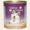 Собачье счастье влажный корм для собак говяжьи потрошки с овощами ж/б 410 г