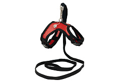 Дарэленд Шлейка текстильная+поводок АЭРО №4 д/хорьков/кроликов об.гр.21-26см (3D-сетка цв.) красная