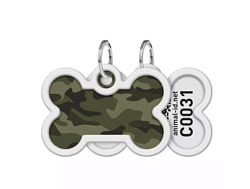 Адресник метал. WAUDOG Smart ID c QR паспортом "Камо зелёный" кость Д 40 мм, Ш 28 мм 0640-0205