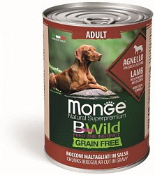 Monge Dog BWild GRAIN FREE беззерновые консервы ягн/тыква/каб. для взрослых собак всех пор. 400 г
