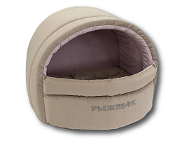 Лежанка для кошек "Лукошко" серо-розовая 35х40х33см Рыжебок