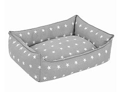 Лежанка ПУХЛИК поплин S 50х42х16 Rich Breed ЛЕ-50 ЗВЕЗДЫ НА СЕРОМ