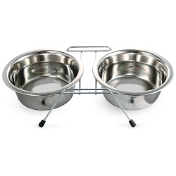 Миска металлическая на подставке 2*0,20 л Triol