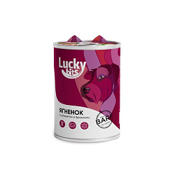 Lucky bits (Лаки Битс) влажный корм для собак с 6 месяцев с с ягненком, брокколи и шпинатом, 400 г