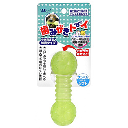 Игрушка для мелких пород для формирования прикуса и усиления зубов в форме гантели зеленая