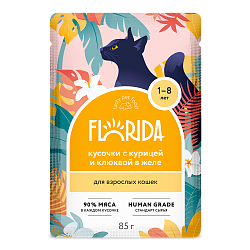 Florida (Флорида) Cat влажный корм для кошек курица с клюквой в желе 85 г