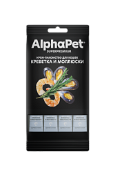 ALPHAPET (Альфапет) лакомство крем-суп для кошек креветки и моллюски, 48 г