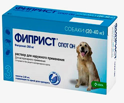 Фиприст Спот Он капли от блох и клещей для собак от 20-40 кг 1 пипетка (в упаковке 3 пипетки), KRKA