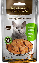 Деревенские лакомства Кусочки куриные нежные для кошек 50 г 79711342