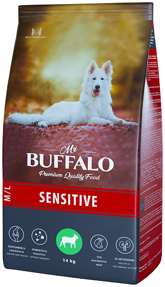 Mr. Buffalo SENSITIVE Сухой корм для взрослых собак с чувствительным пищеварением ягненок 14 кг