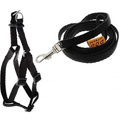 Шлея "Dog Extreme" регулир. с повод. д/котов,крол. и морс.свин (ширина 10 мм, 28-40 см) черная 07021