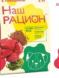 Наш рацион сухой корм для взрослых собак мясное ассорти, 2 кг