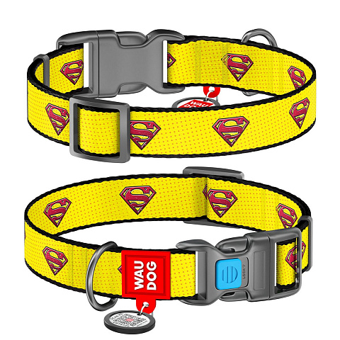 Ошейник WAUDOG Nylon c QR паспортом "Супермен 2", пл. фастекс, Ш 25 мм, Дл 35-58 см 0026-2014