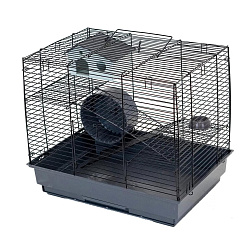 ECO клетка д/грызунов ГОША-2 разбор.,шаг прута 10,5мм,42*30*h38см,2 этажа (+домик,колесо,миска),сера