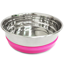 Миска металлическая с розовой резинкой, 0,3л 30261097 Triol