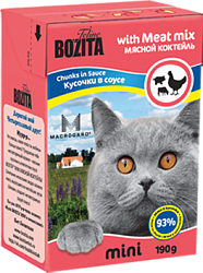"BOZITA" тетра пак консервы для кошек 190 г (кусочки в соусе мясной микс) 2104